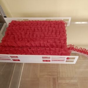 Red Gathered Ruffle Pleated Satin Organza Trim
